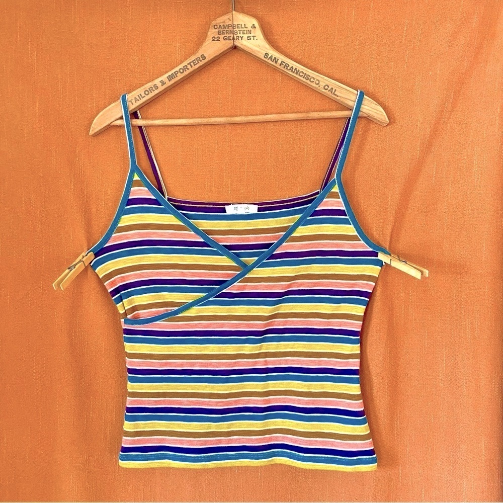 Madewell Fitted Asymmetrical Yellow and Blue Camisole